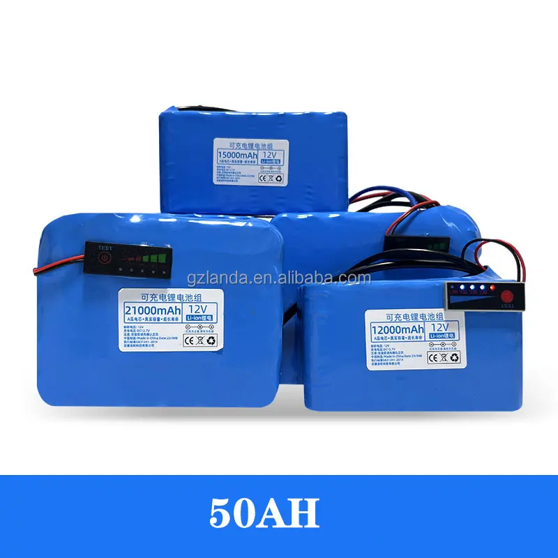 卸売12V50AHリチウムイオンパックバッテリー12ボルトリチウム電池18650 OEM CE CCC