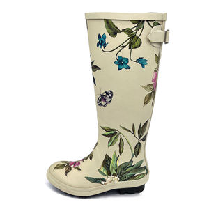 Zapatos de goma de plataforma de alta calidad y Botas de lluvia de PVC con tacón estampado de <span class=keywords><strong>rejilla</strong></span> de clase para mujer - Product Image 5