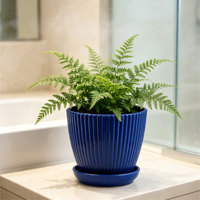 Pot de fleurs circulaire moderne en plastique PP avec trous de drainage, durable, capacité de 2,89 L, modèle S-190, pour jardinage intérieur, usage domestique, arrosage