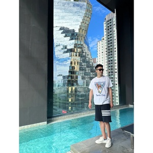 Camiseta de manga corta estilo americano, de moda, de nicho, holgada, con estampado puro, para comercio exterior. - Product Image 4