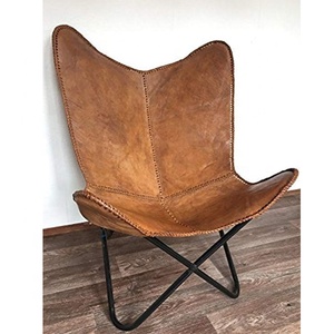 2019ร้อนขายที่ทันสมัยห้องนั่งเล่นสีน้ำตาลหนังแท้เก้าอี้ผีเสื้อ - Product Image 5