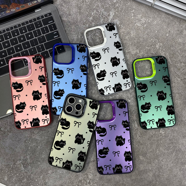 New INS Cute Cat   Phone case for iPhone 16 15 14 13 11 12 Pro Max Cartoon with Chain Bracelet IMD Hard Cover