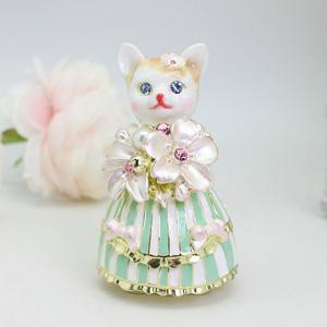 SHINNYGIFTS esmaltado princesa <span class=keywords><strong>gato</strong></span> baratija cajas con bisagras mano PainteJewelry caja cristal decorativo Animal coleccionable figurita - Product Image 3