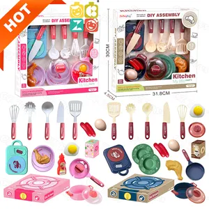 Neuzugang Spielzeug Kinder für Kind rosa Pretend Girls Child Cooking Mini Plastik-Spielzeugset Echtes Kochen in der Küche Spielzeugset