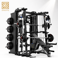 ZY- Smith Machine Functional Trainer Power Rack avec Crossover par Câble, Multi-Gym, Équipement de Fitness à Domicile, Système d'Entraînement Tout-en-un
