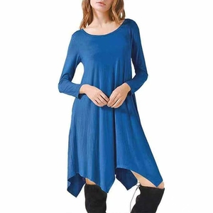 Vestido de satén con cuello redondo personalizado al por mayor, nuevo vestido informal elegante para mujer para primavera y otoño - Product Image 2