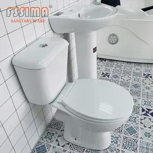 French European style Sanitary Ware Water Saving popular color Two Piece Toilet with basin