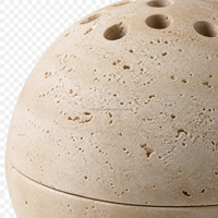 Porte-bougie en travertin beige naturel, diffuseur d'arômes sphérique en travertin beige, brûleur d'encens, boule de pierre pour la décoration de la maison et du spa