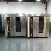 Four rotatif commercial haute capacité Lianfu, chauffage électrique ou au gaz, construction en acier inoxydable, contrôle programmable, multi-plaques