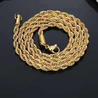 3mm breite Edelstahl Gold Seil Kette Halskette Twisted Design für Engagement mit Punk-Stil