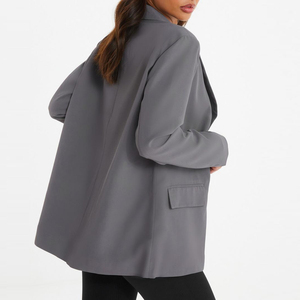OEM Custom <strong>Grey</strong> Oversized Tailored <strong>Blazer</strong> for <strong>Women</strong> - Product Image 2