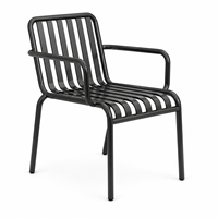 Chaise de salle à manger d'extérieur moderne en alliage d'aluminium noir léger, fauteuil de jardin à lattes confortable et écologique pour villa et parc