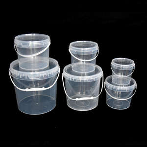Seau en plastique transparent cylindrique de 1 L de qualité alimentaire, recyclable, pour le stockage de peinture et de liquides - Product Image 4