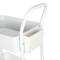 Chariot utilitaire mobile moderne à 3 niveaux en métal blanc avec poignée, chariot de rangement en fer pour cuisine, chambre et salle de bain
