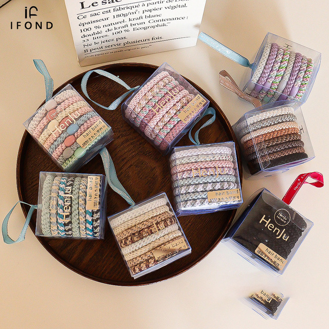 Colorful Braided Elastic Hair Ties in a Gift Box Suitable for Women's Daily Use