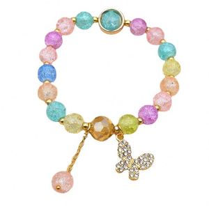 New Exquisite Butterfly Pendant Colorful <b>Crystal</b> Glass Beaded <b>Bracelets</b> 8mm Beads Bangle Chain Sets Jewelry Making Wedding Gift - Product Image 6
