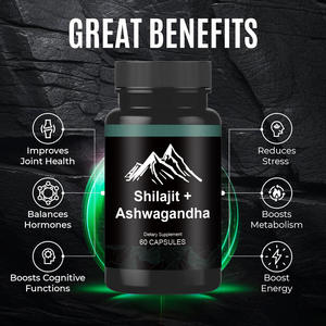 Shilajit pour hommes 1000mg Ashwagandha 500mg Acide Fulvique 60 Capsules Soulagement du <span class=keywords><strong>stress</strong></span> Énergie masculine Vitalité Complément OEM - Product Image 6