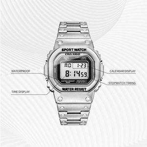 Reloj Electrónico Rectangular para Hombre CHAXIGO 6134, Cronómetro, Luz Nocturna, Fecha, Relojes de Acero Inoxidable de Moda para Hombre - Product Image 2