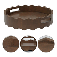 Plateau de service moderne en bois d'acacia massif, plateau rond pour apéritifs et charcuteries, organisateur de bar