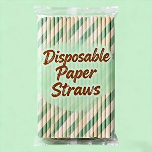 Matériel compostable éco-responsable, adapté aux événements de restauration, aux fêtes en plein air, à l'utilisation quotidienne pour les boissons, pailles en papier jetables - Product Image 2