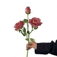 Französischer Künstlicher Rosenstrauß mit Verbrannten Kanten, Seidenblumen mit Mehreren Köpfen für Hochzeits- und Heimdekoration