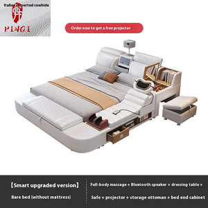 <span class=keywords><strong>Cama</strong></span> Inteligente de Lujo con Proyector, Tapizada en Cuero Suave, Multifuncional, con Masaje, Almacenamiento Seguro, Bluetooth y Tatami para un Dormitorio Confortable - Product Image 6