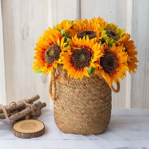 Fleur artificielle en soie de 5 pouces, tournesol à tête unique, style papillon du lac de l'Ouest, pour mariage et décoration intérieure - Product Image 3