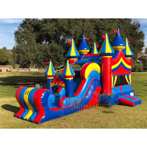 Casa inflable comercial para niños al aire libre, toboganes combinados de agua de PVC y castillo hinchable - Product Image 1