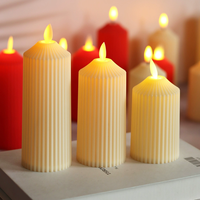 Bougies LED en forme de pilier cannelées à effet flamme vacillante, télécommandées et à intensité variable, sans flamme, pour la décoration de la maison et de mariages
