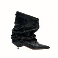 Bottines à talon épais pour femme avec logo personnalisé, en PU, à bout pointu, style décontracté, semelle en caoutchouc