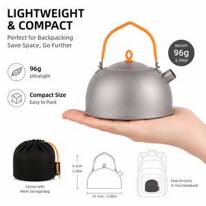Ultralight 96g Camping Titanium Kettle 400ml Portable Cookware Set for Outdoor Hiking <b>Teapot</b> Camping Gear Coffee Pot - Product Image 4