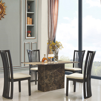 Ensemble de table à manger en marbre avec base en acier inoxydable de luxe, 6 chaises, design moderne européen, meubles de maison, appartement, salle à manger
