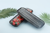 Boîte en plastique rectangulaire noire transparente commerciale jetable haut de gamme emballage de fraise épaissie de célébrité Internet