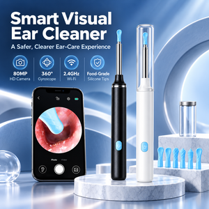 Limpiador de Oídos Visual Inteligente, Removedor Eléctrico de Cera de Oídos, Cámara HD de 80MP, Giroscopio de 360 Grados, WiFi de 2.4GHz, Puntas de Silicona de Grado Alimenticio - Product Image 1