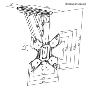 Support de plafond motorisé pour téléviseur LUMI 23-55 pouces, inclinable et orientable, avec télécommande, système de levage pour téléviseur escamotable |   PLB-M0544 - Product Image 6