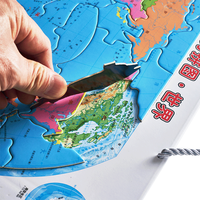 Autocollants magnétiques souples en PVC pour réfrigérateur, imperméables, à thème de dessin animé, pour l'apprentissage des enfants, avec puzzle du monde à sublimation de carte bleue