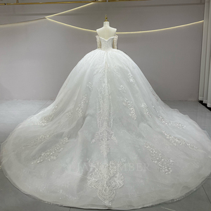 JFH67 Classic Modern Sweetheart Lace Chapel Train Wedding Bridal Ball Gown Dresses with Flowers <b>Sequined</b> Crystal - Product Image 2