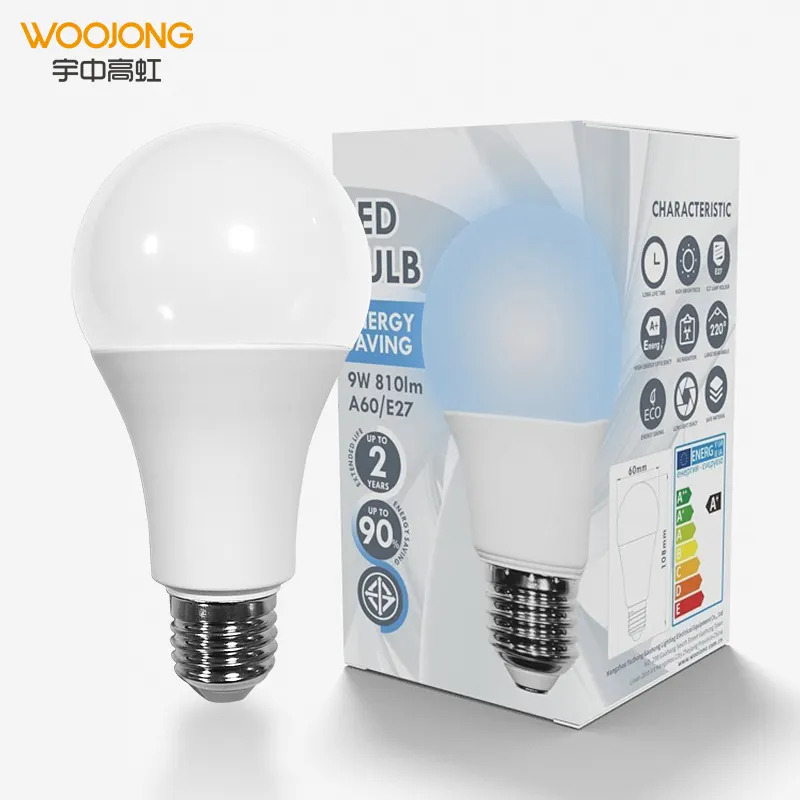 WOOJONG 2024 energy saving LED Bulbs 12W led bulb raw material E26 B22 e27 a60 housing landline