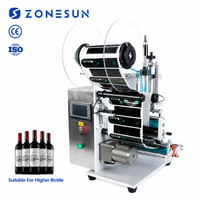 ZONESUN semi-automatique rond verre à vin bouteille en plastique autocollant applicateur d'étiquettes simple Double face stylo étiqueteuses
