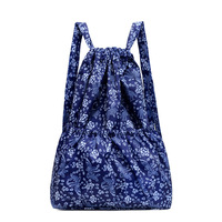 Nouveau sac à dos pour femme, tendance, simple, à fleurs, en nylon et polyester, avec cordon de serrage, léger, résistant à l'usure, grande capacité