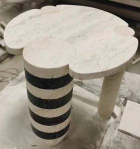 Gran oferta diseñador crema <span class=keywords><strong>Marfil</strong></span> y Rosso Levanto mesa de centro lateral de mármol Natural para decoración Interior de sala de estar - Product Image 6