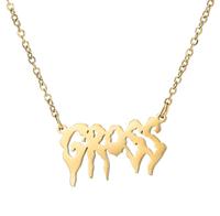 Seni Hip Hop Huruf Kotor Liontin Kalung Stainless Steel Rantai Kalung Hadiah Ulang Tahun Perhiasan