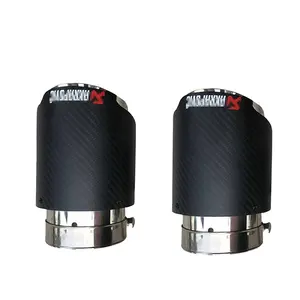 Akrapovic ujung knalpot serat karbon, pipa knalpot universal stainless steel tahan suhu tinggi 76mm "inlet 101mm"