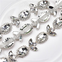 Chaîne fantaisie en strass soudés, forme de croissant, œil de cheval, couleur AB, couture, ceinture de robe de mariée, accessoires vestimentaires, décoration de bijoux DIY