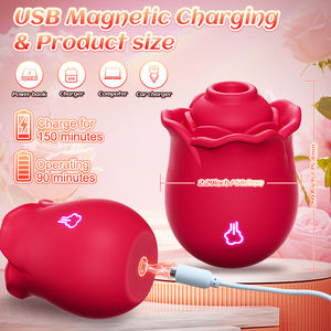 Abnehmbare Saugdüse 2-in-1 Klitoris-Stimulator 10 Klopf- und 10 Saugmodi Silikon Sicherer Rosen-Vibrator Erwachsenenspielzeug für Frauen - Product Image 4