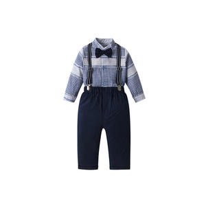 Conjunto de ropa formal de dos piezas para niños de primavera y otoño, ropa infantil a cuadros de manga larga para caballero de un año de edad, <span class=keywords><strong>9</strong></span> años - Product Image 2