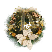 Corona Navideña de Lujo Premium con Materiales Combinados, Exquisita Corona Decorativa para Fiestas Navideñas