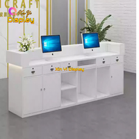 Comptoir de réception moderne de luxe avec éclairage LED personnalisé, vitrine pour bureau, commerce de détail, réception, dimensions personnalisables, robuste