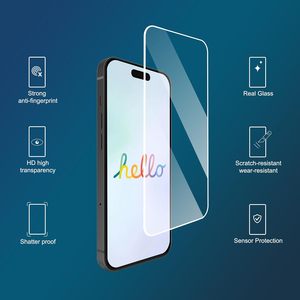 ฟิล์มกันรอยหน้าจอ HD ใสสำหรับ iPhone 15 17 PROMAX 16 14 13กระจกนิรภัยที่เป็นมิตรกับเคส9ชั่วโมงความแข็งป้องกันลายนิ้วมือพร้อมบรรจุภัณฑ์ - Product Image 1