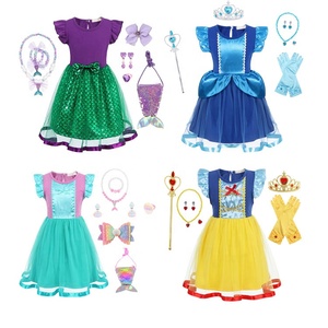 Carnevale Halloween Ariel Little Girls Princess Dress Costume da sirena compleanno Cosplay Party Dress up Christmas Outfit - Product Image 1